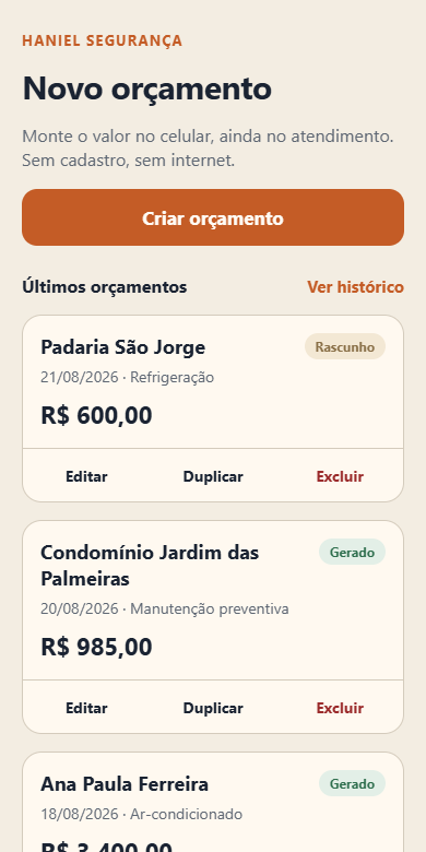Aplicativo mobile de criação de orçamentos para técnicos de campo